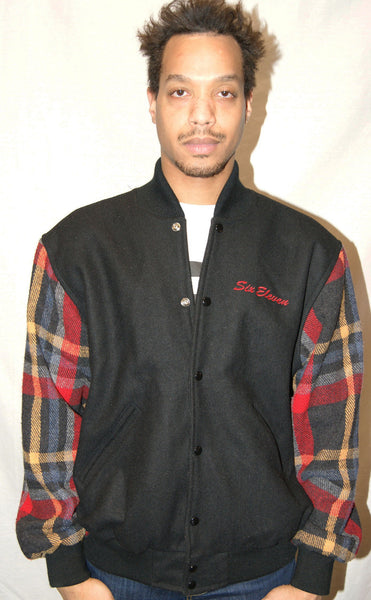Black & Red Plaid Varsity Jacket