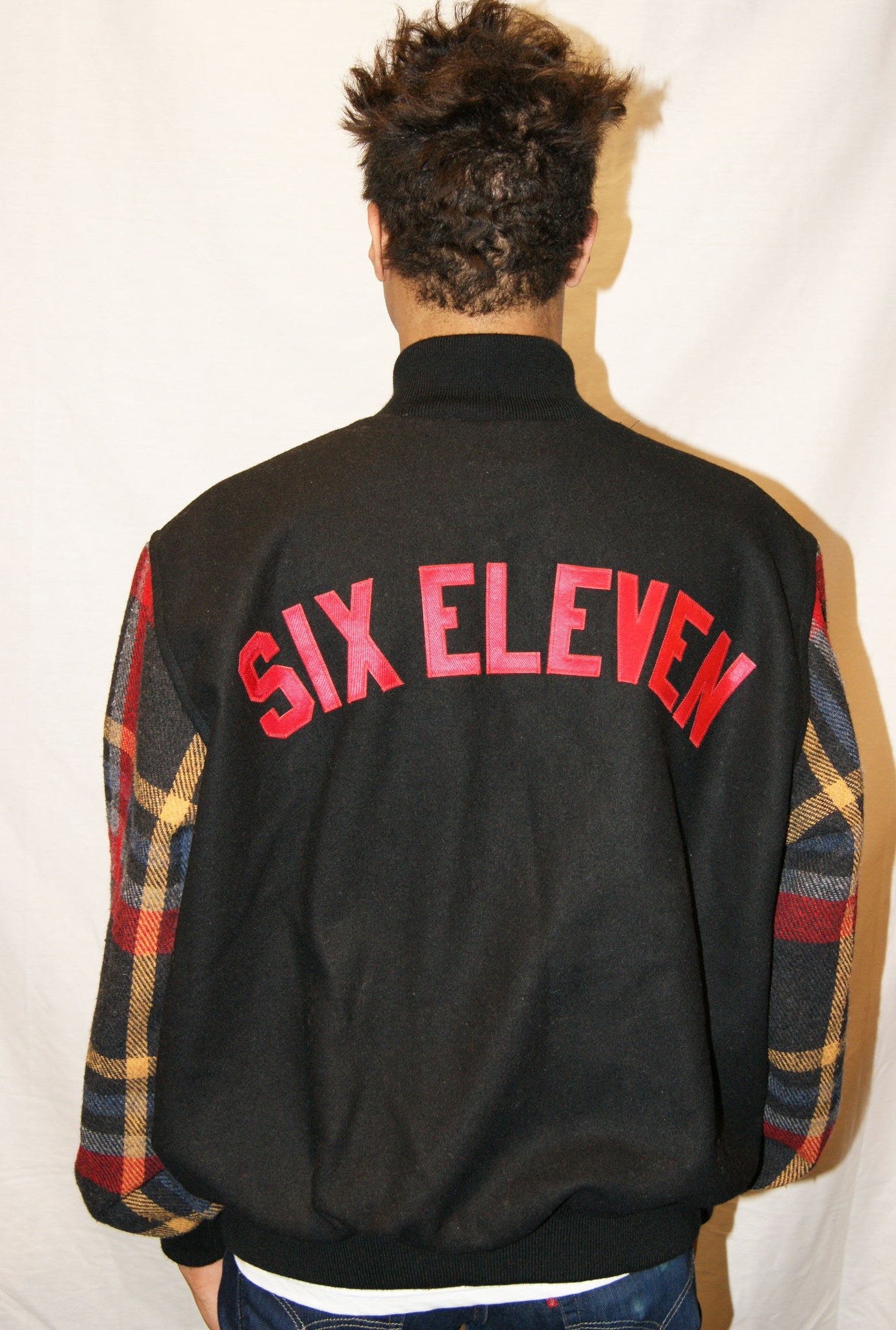 Black & Red Plaid Varsity Jacket
