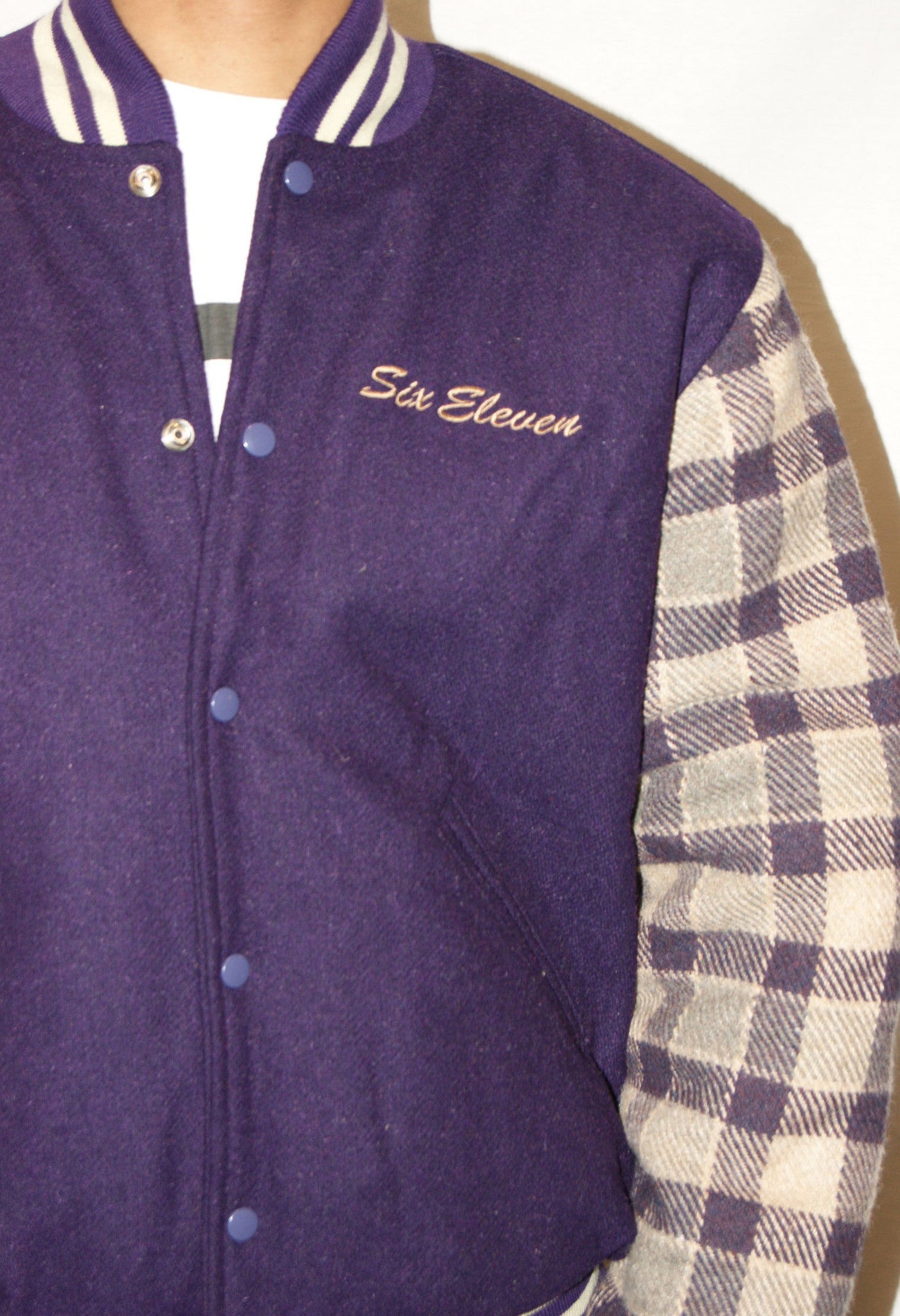 Purple & Tan Plaid Varsity Jacket