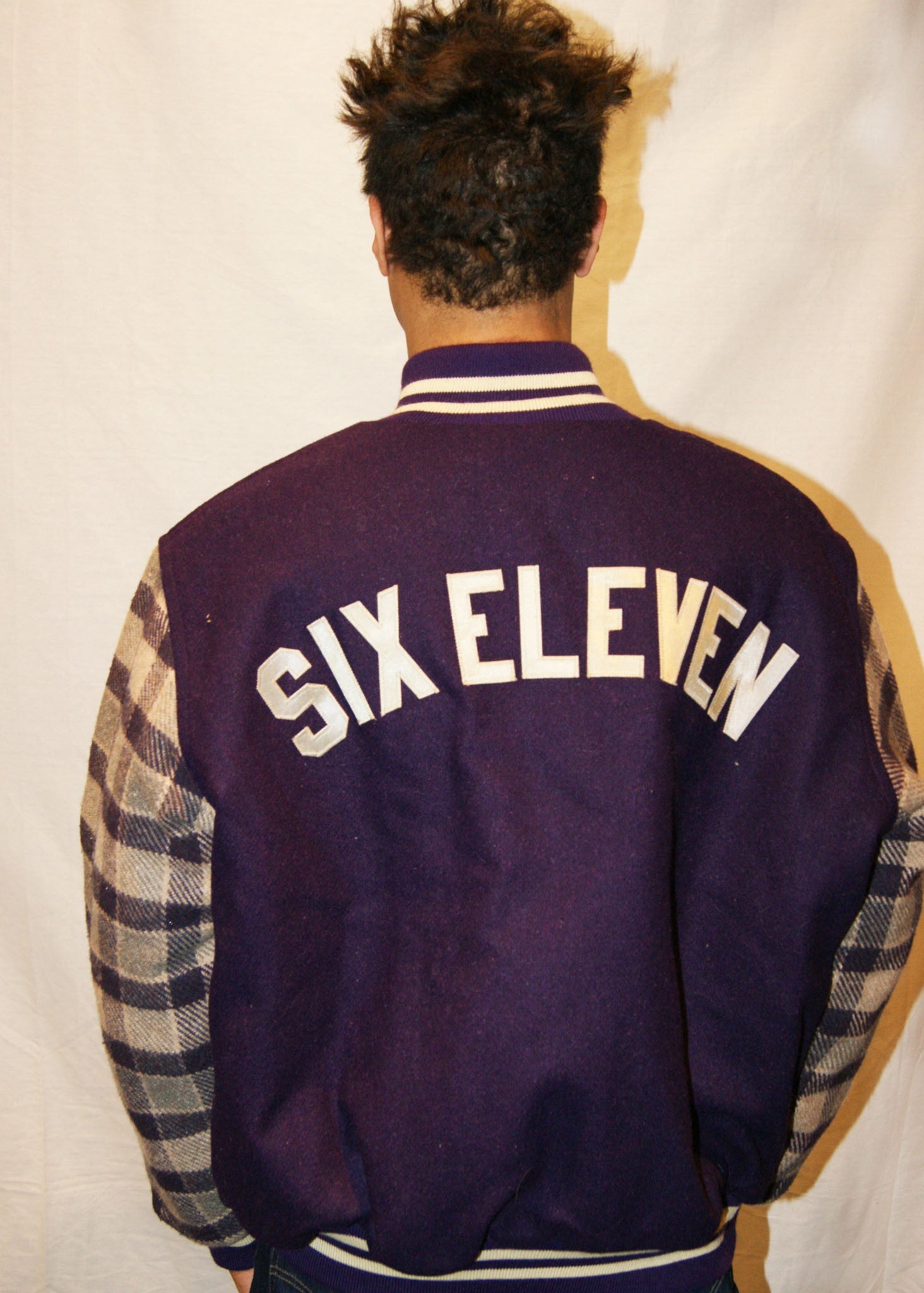 Purple & Tan Plaid Varsity Jacket