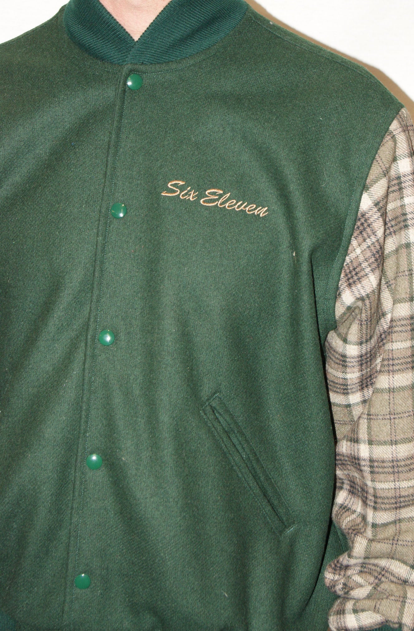 Green & Tan Plaid Varsity Jacket