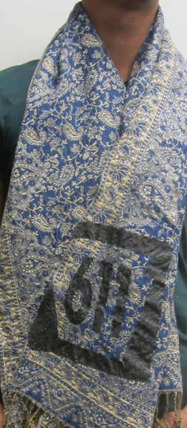 Navy Blue and Gold Pashmina