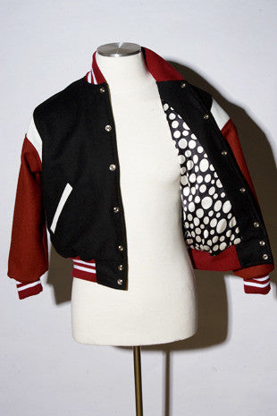 Sexy Eleven Ladies Black & Red Varsity Jacket
