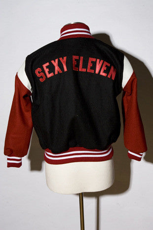 Sexy Eleven Ladies Black & Red Varsity Jacket